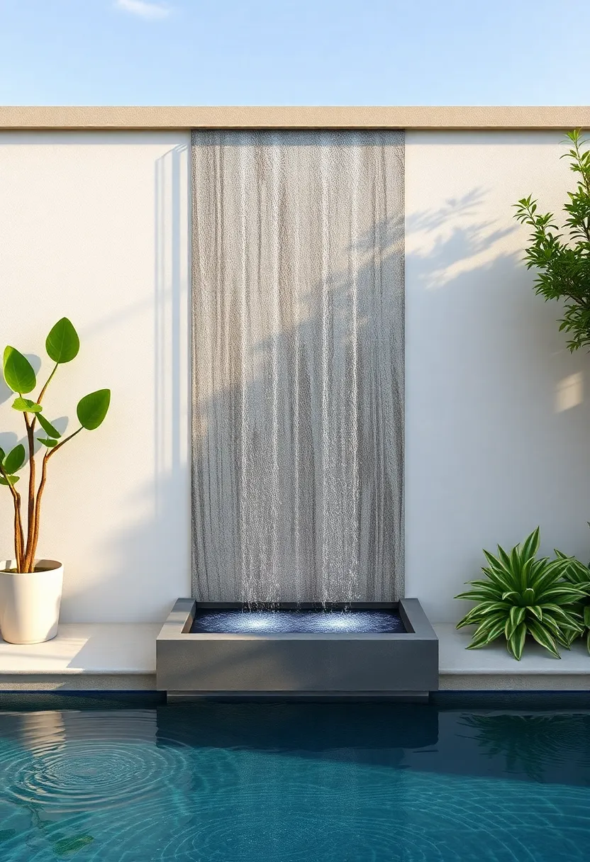 Aqua Wall: An innovative vertical water feature that combines artistry and sound, turning a plain wall into a tranquil waterfall