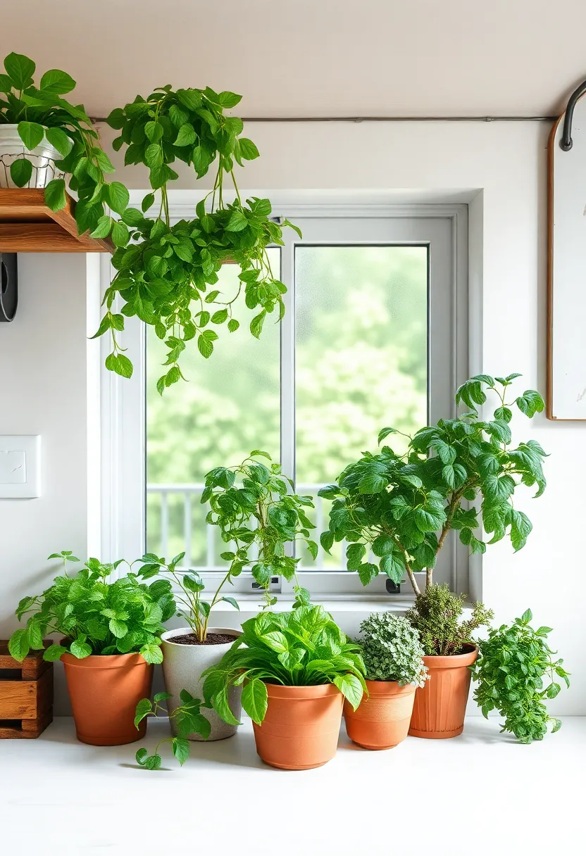 Herb Garden: Grow herbs in pots or planters near the kitchen window for fresh flavors and a pop of greenery