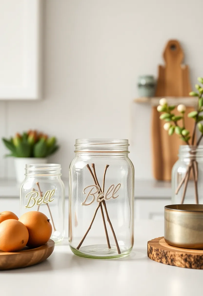Mason Jar Decor: Incorporate mason jars as storage containers or vases for an easy nod to rustic country style