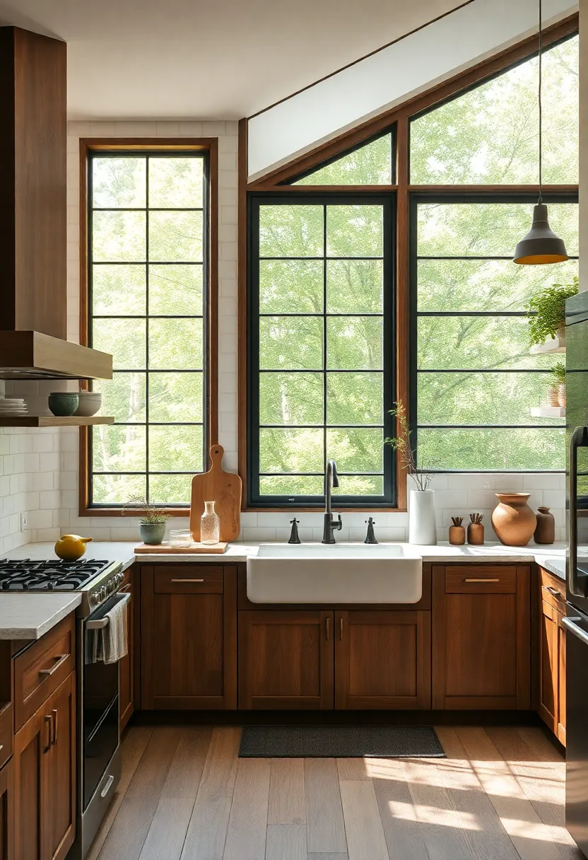 Natural Light: maximize window space to bring in natural light,which is crucial for a welcoming rustic ambiance