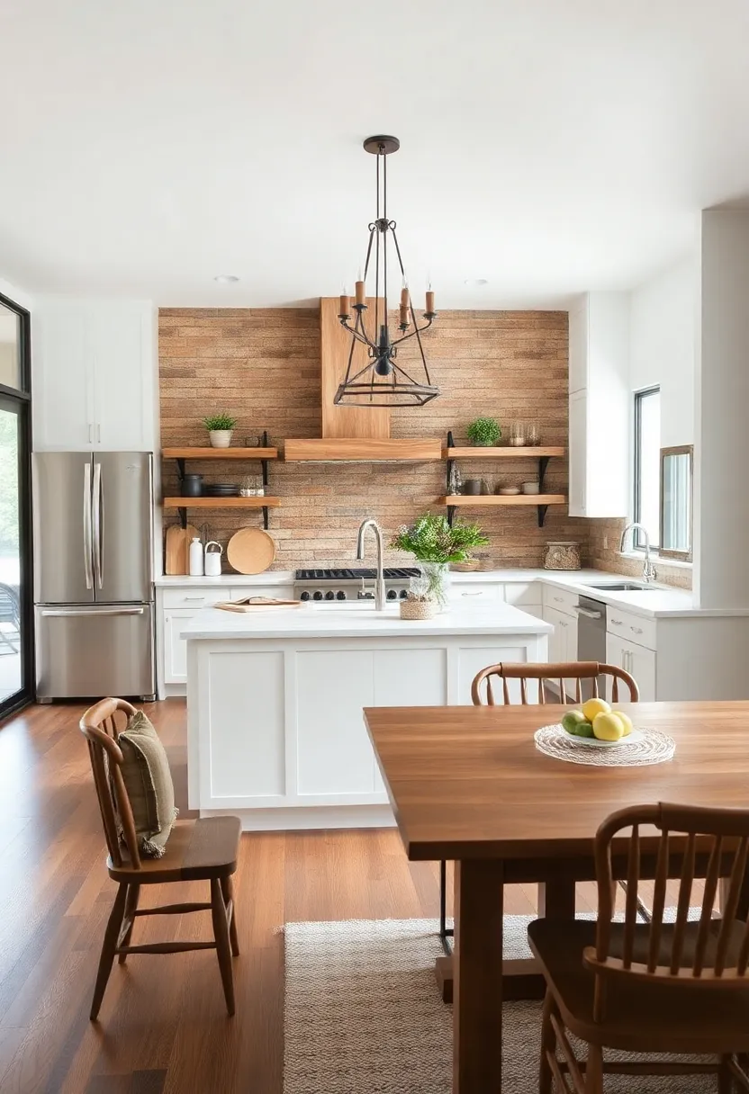 Open Concept layout: Design an open kitchen that flows seamlessly into the dining or living areas for that farmhouse feel