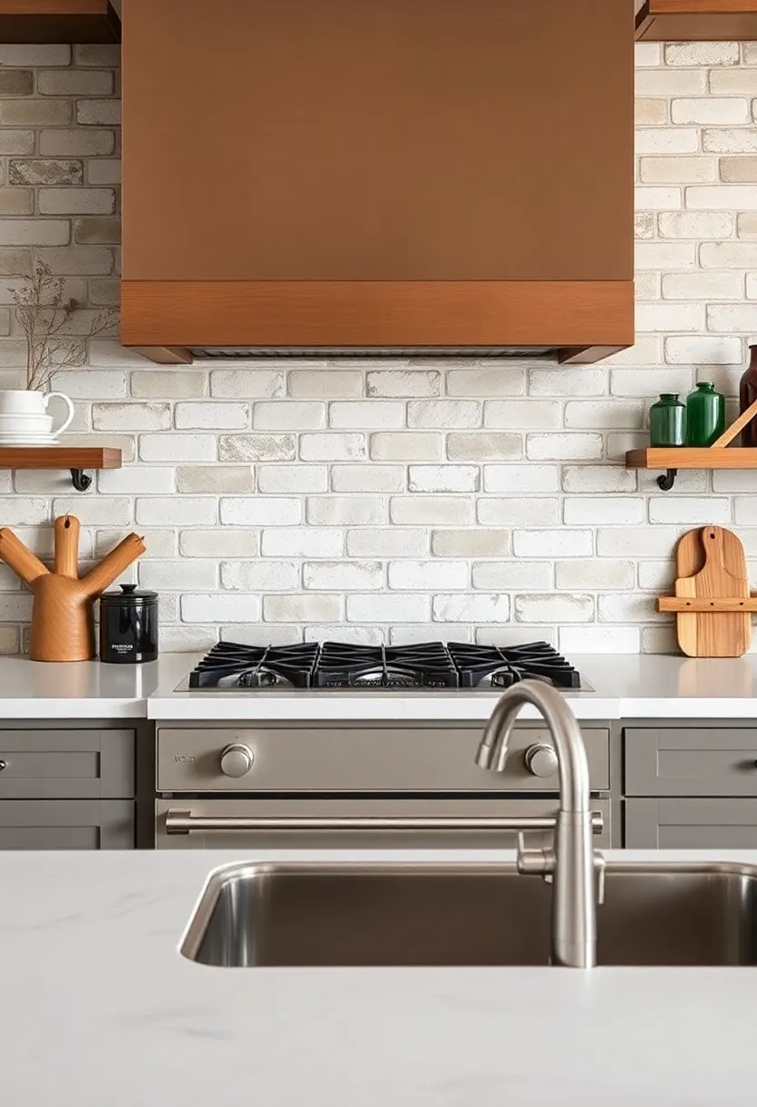 Stone backsplash: Choose a stone or brick backsplash to create a rustic focal point behind the stove or sink area