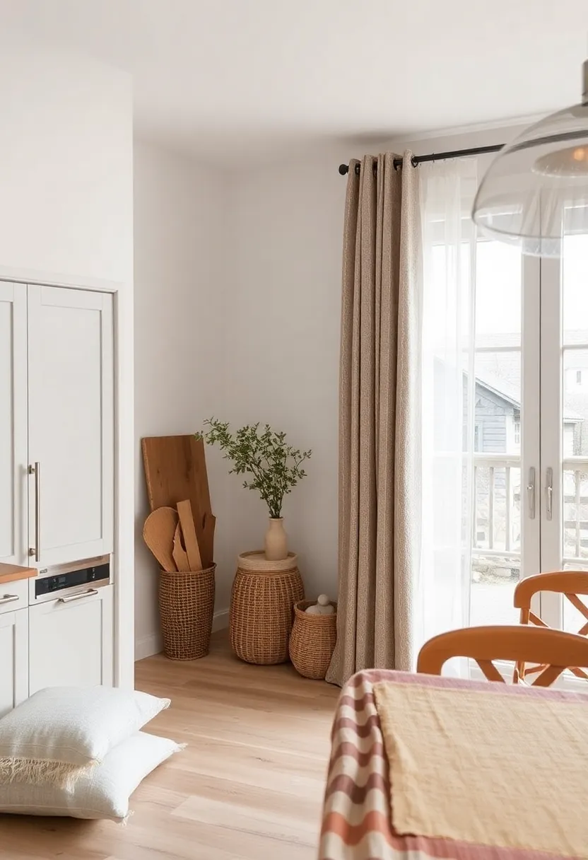 Textured Fabrics: Use burlap, linen, or cotton for curtains, cushions, or table runners for a homely touch