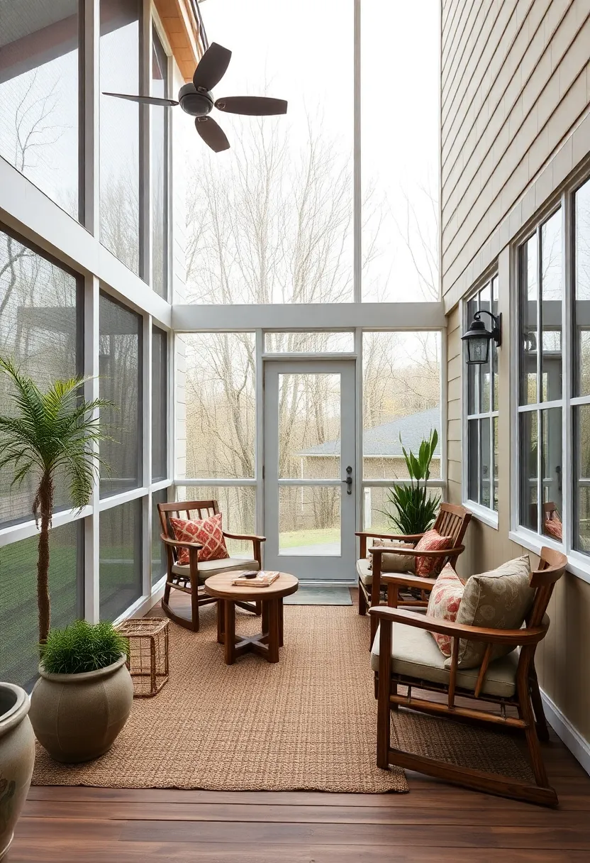 The Allure Of Natural Materials For A Cozy Screened Porch design