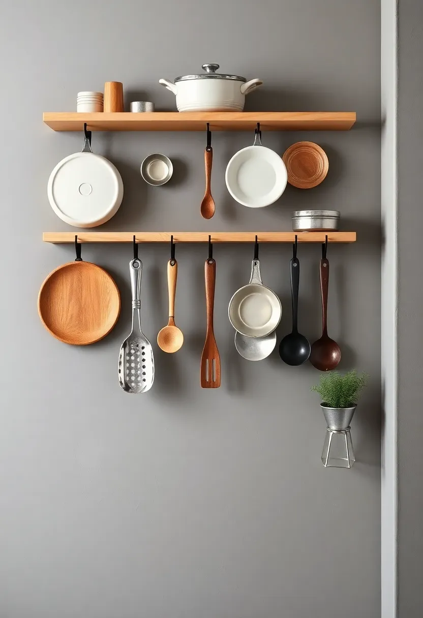 Artful Cookware Display: hang beautiful cookware or utensils on the wall with hooks for a restaurant-style look that’s practical and aesthetic