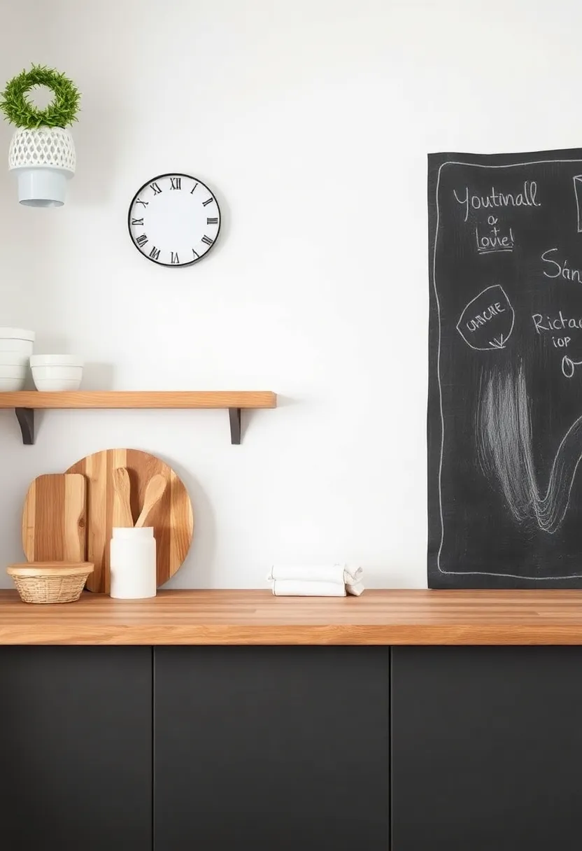 Chalkboard Wall: Paint a section of your wall with chalkboard paint for jotting down recipes, grocery lists, or whimsical doodles