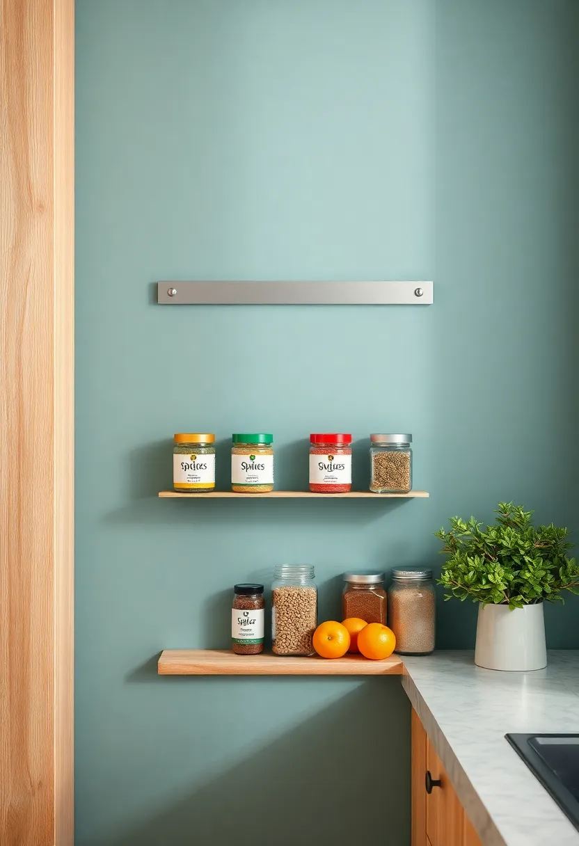 Magnetic spice Rack: Install a magnetic strip on the wall to hold jars of spices, freeing up counter space and adding a modern touch