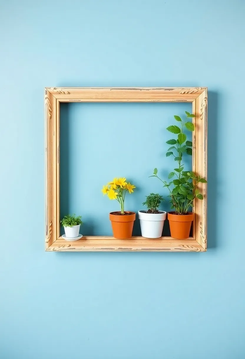 Picture Frame Herb Planters: Combine a picture frame with small pots to create a unique herb garden that doubles as wall art