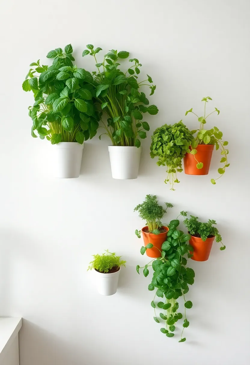 Vertical Herb Garden: Transform a small wall into a luscious display of fresh herbs using wall-mounted planters or hanging pots