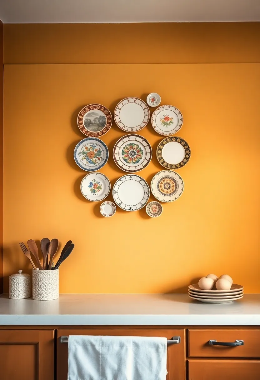 Vintage Plate Display: Use decorative plates as wall art by arranging them in a unique pattern, adding a dash of artistic flair to your kitchen