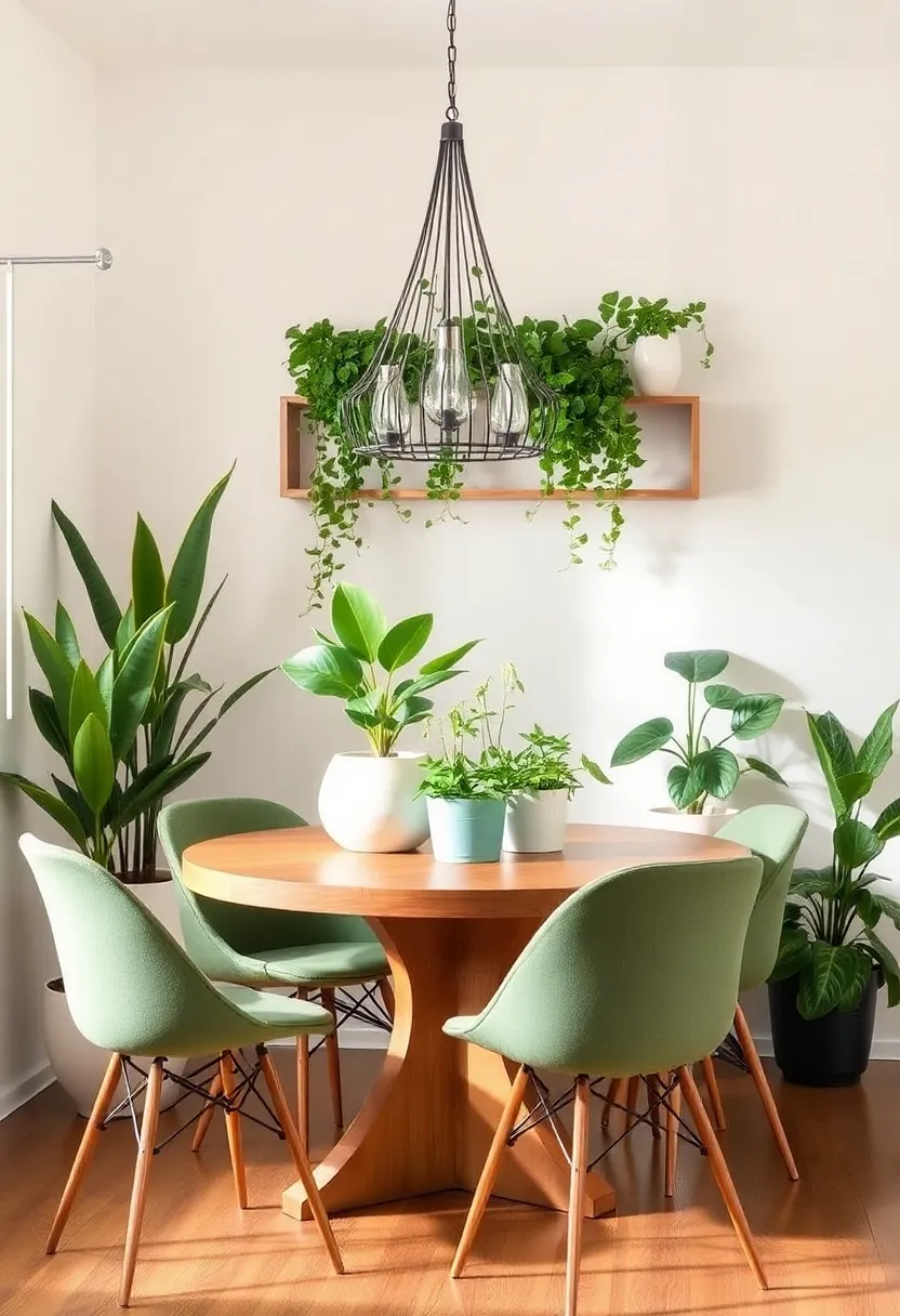 Inviting Nature Indoors: thrifted Planters and Greenery for a Lively Dining Space