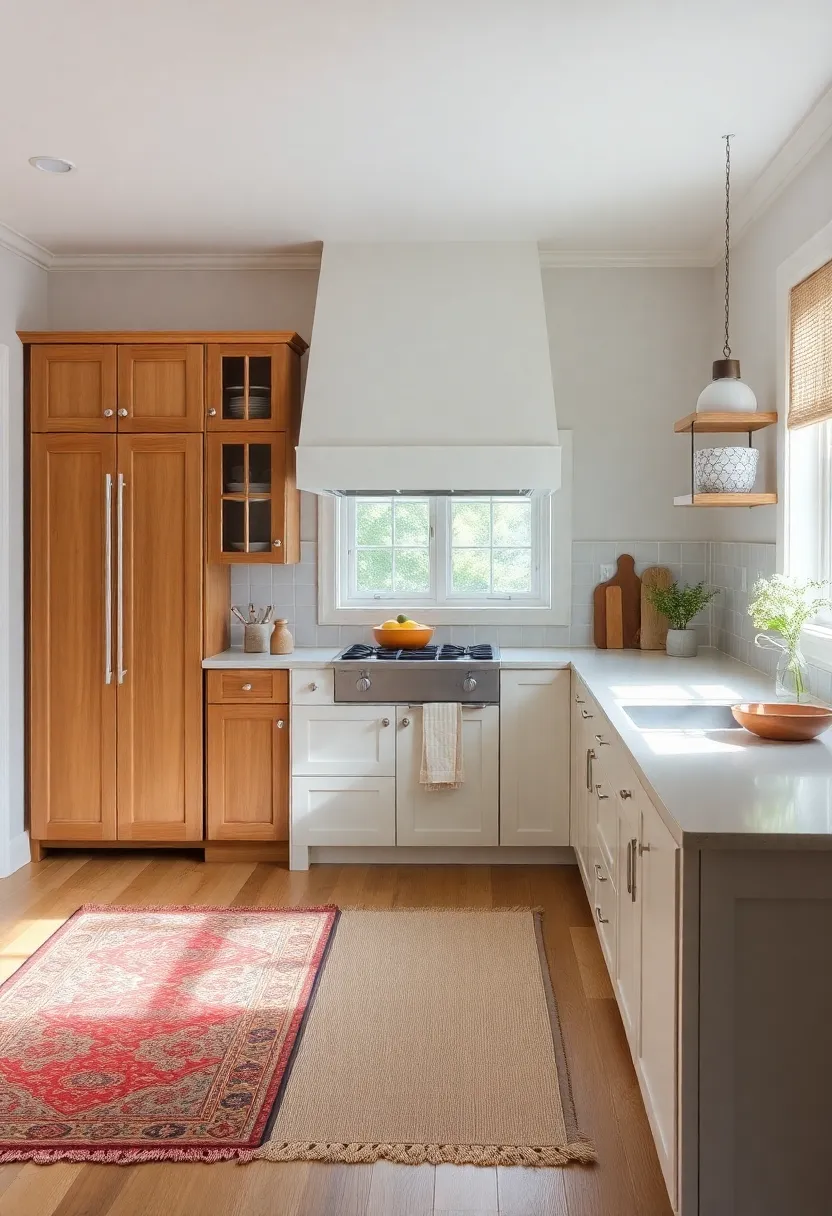 22) Colorful Rugs: A hand-woven or patterned rug can soften the space,adding color and comfort underfoot while enhancing the traditional look