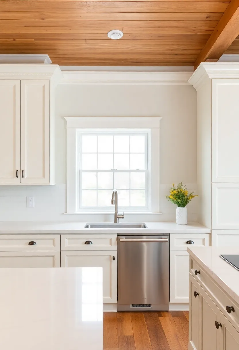 10) Crown Molding: This elegant trim creates a polished look, accentuating cabinetry and giving height and sophistication to the kitchen design