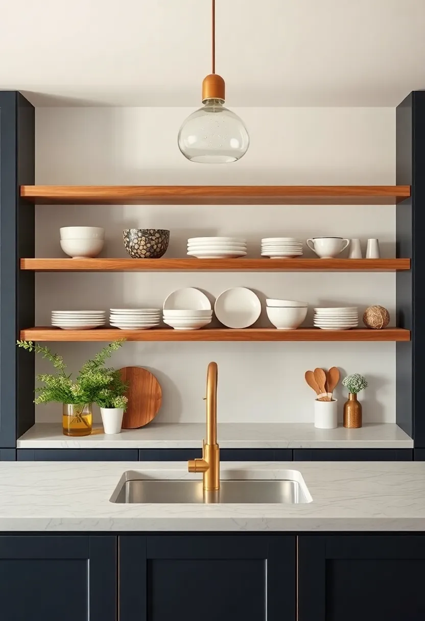 9) Open Shelving: Displaying dishware or decorative items on open shelves adds a personal touch while keeping the kitchen airy and inviting