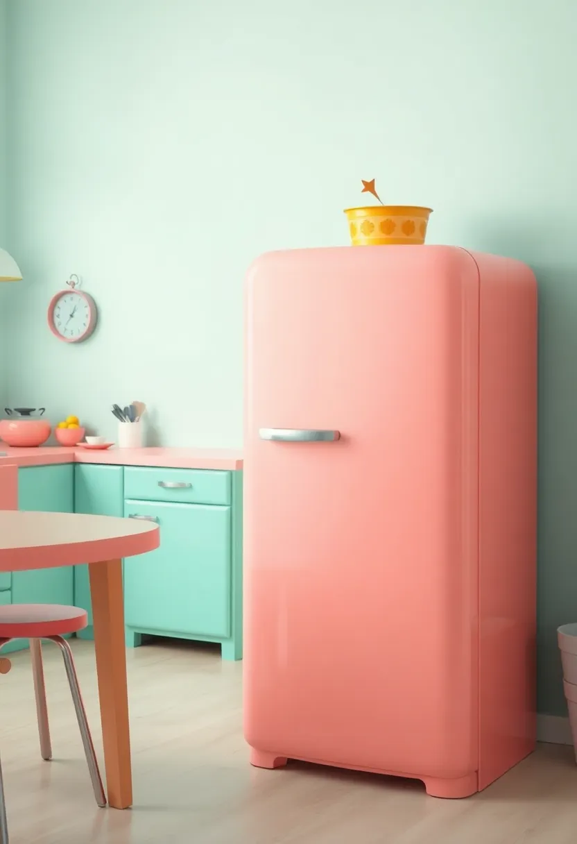 Retro Refrigerators: Discover the bright colors and rounded edges of 1950s refrigerators that add a whimsical flair while keeping your food fresh and cool