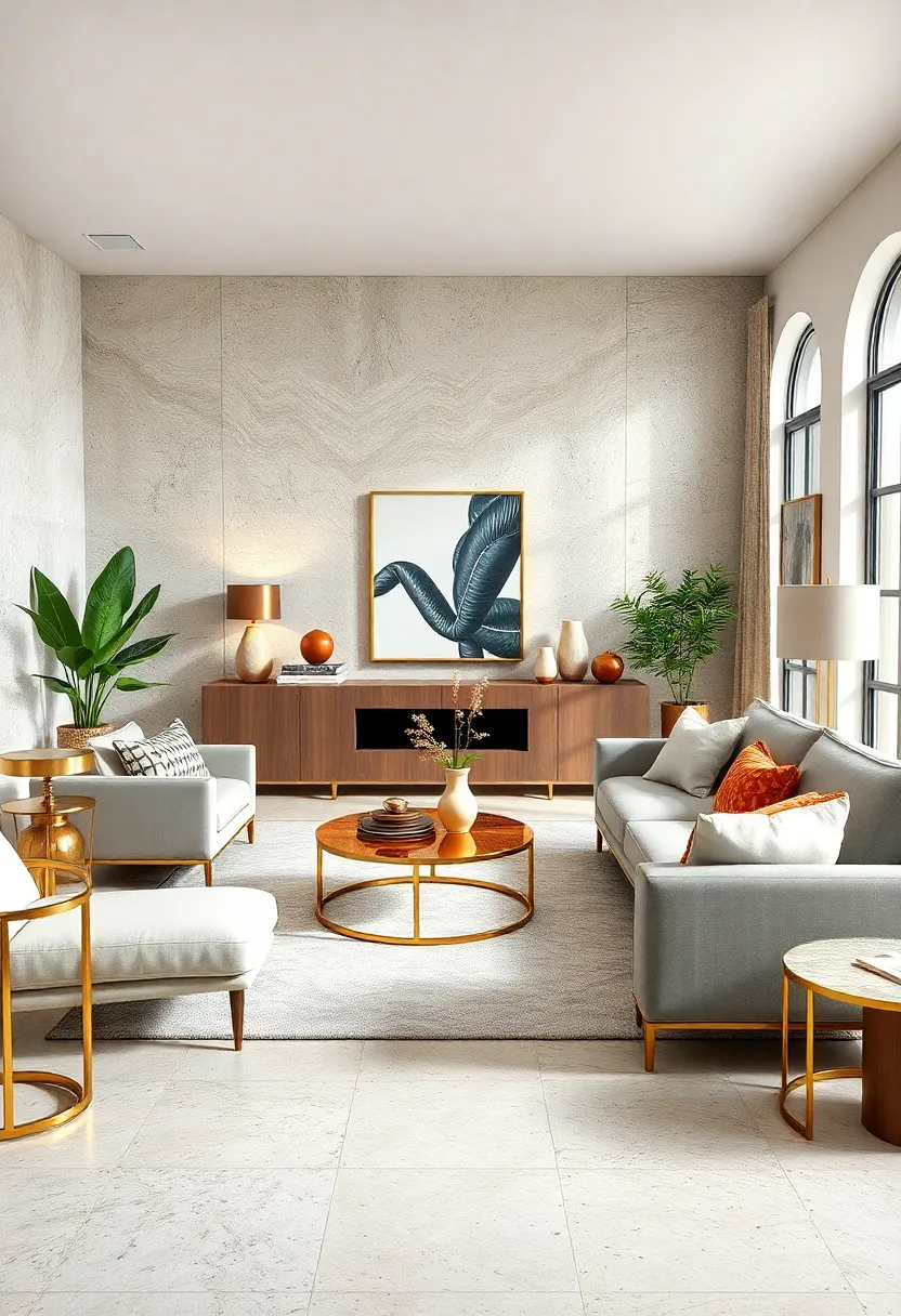 Blend gold accents with neutral palettes for a timeless combination that feels both modern and classic