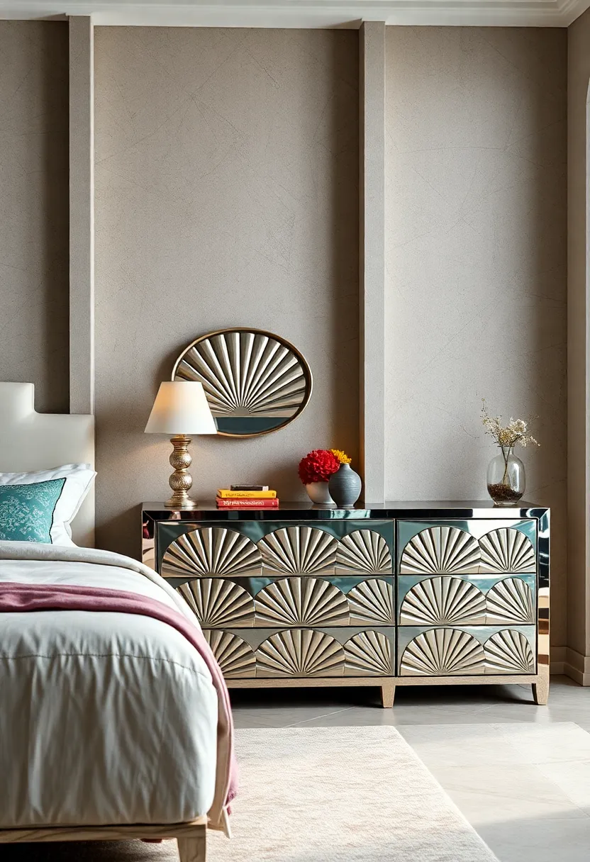 Mirrored Chest⁤ of Drawers Framing Intricate Fan Motifs to Capture the Spirit of Art Deco