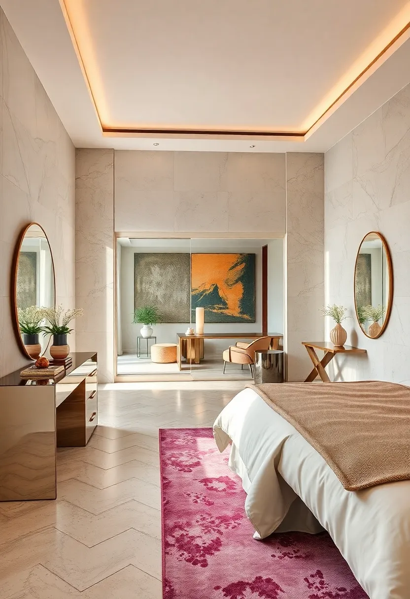 Streamlined⁣ Mirrored Consoles Bringing a Minimalist Flair to Art​ Deco Bedroom Decor