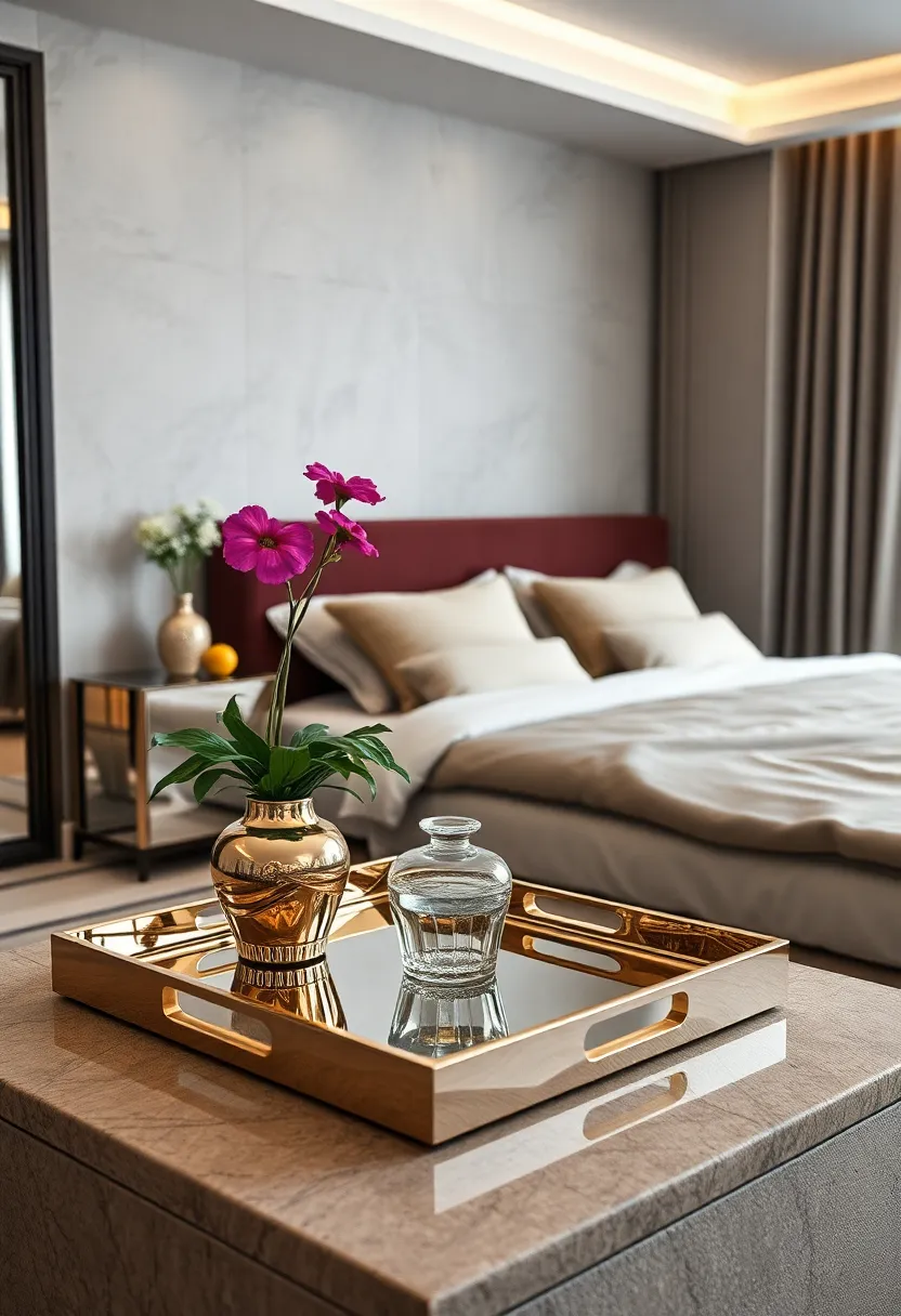 Polished ⁤Mirrored Trays and Accessories Enhancing Bedroom Décor⁢ with a Touch of Art Deco