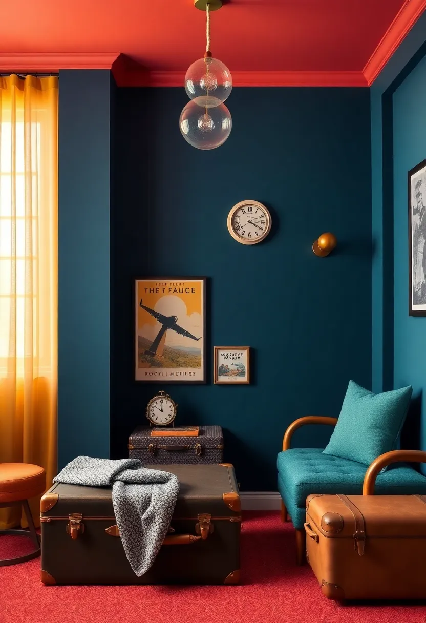 Vintage Travel Motifs: Incorporate travel-inspired decor pieces featuring classic Art Deco travel posters or suitcase-style storage that inspire adventure and exploration