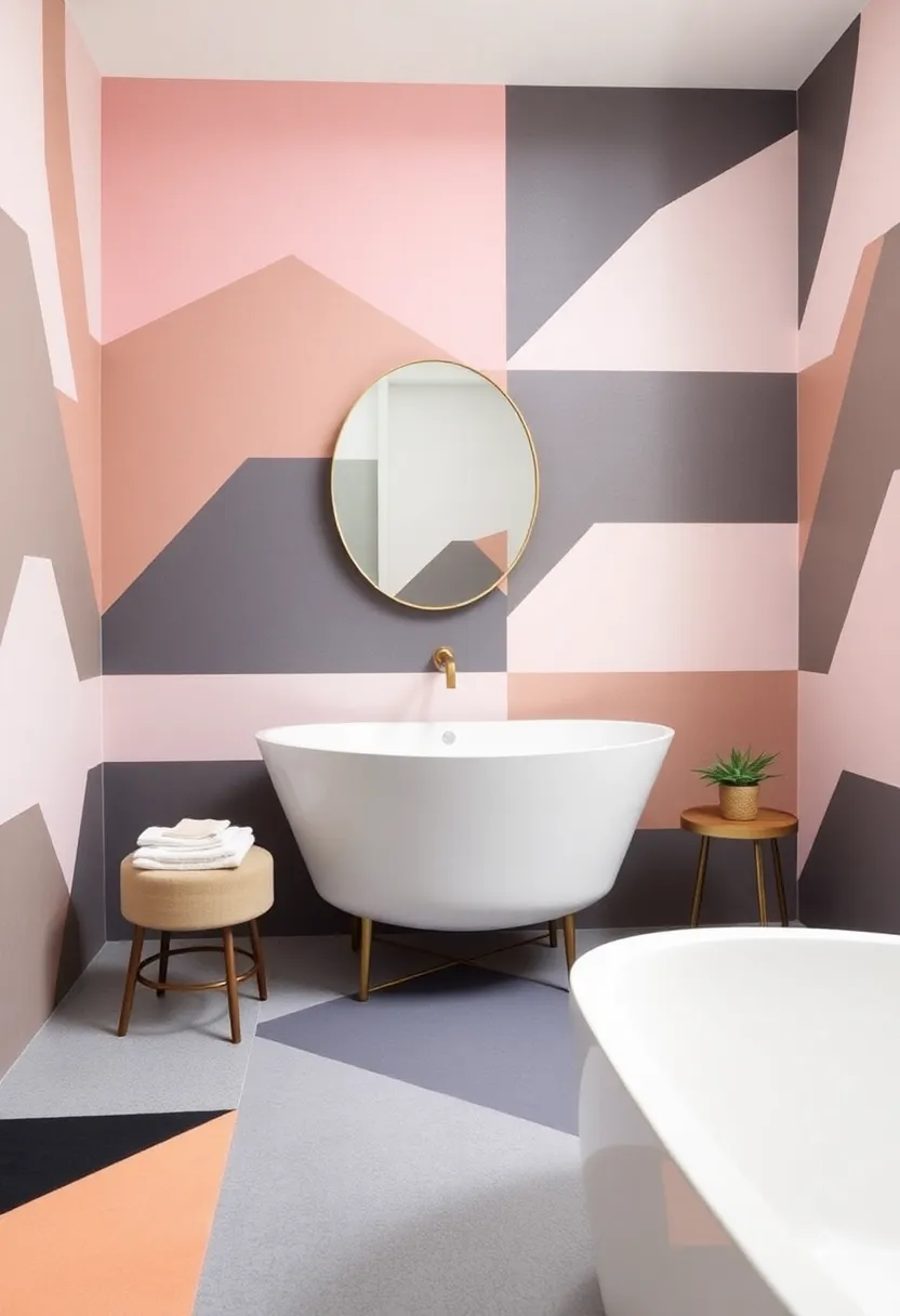 Geometric Wonders: Modernize your bathroom with bold geometric patterns that add depth and dimension, creating a visually engaging space