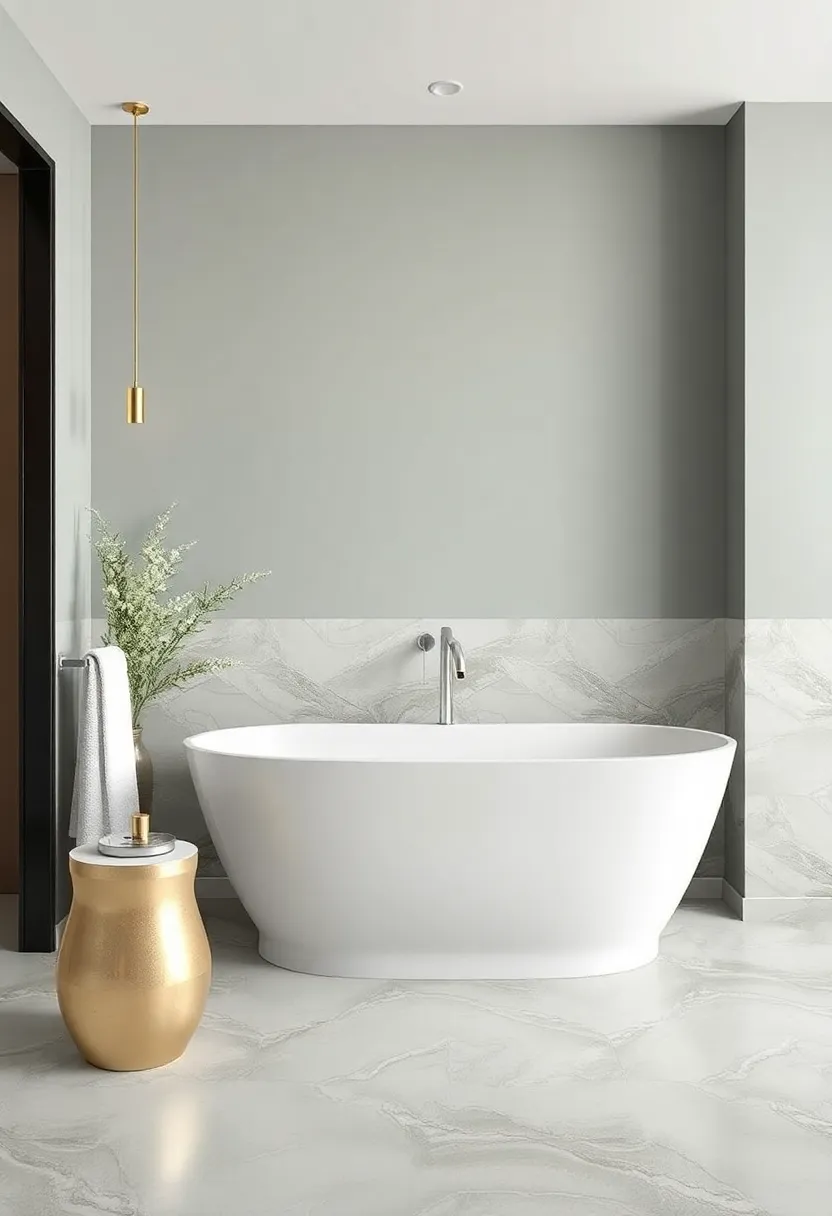 Luxe Gold Accents: Incorporate a touch of luxury with wallpapers featuring metallic gold accents, elevating your bathroom to a high-end spa experience