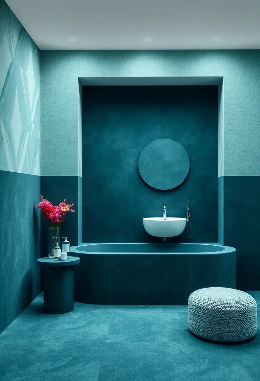 Luxe Velvet Textures: Achieve a sumptuous feel with wallpaper that resembles luxurious velvet,elevating your bathroom experience