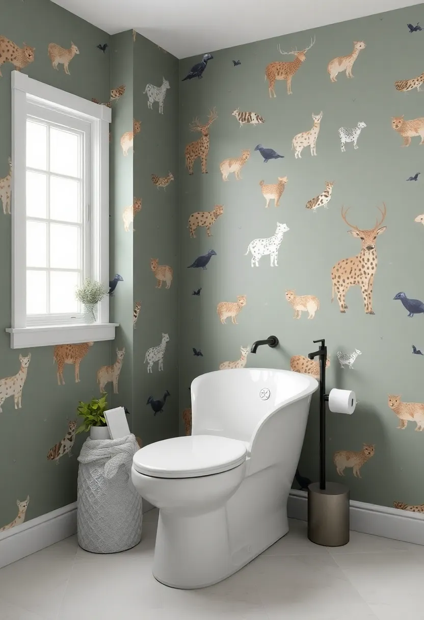 Whimsical Animal Prints: Playful motifs featuring animals or wildlife will infuse personality and charm, making your bathroom feel both joyful and unique