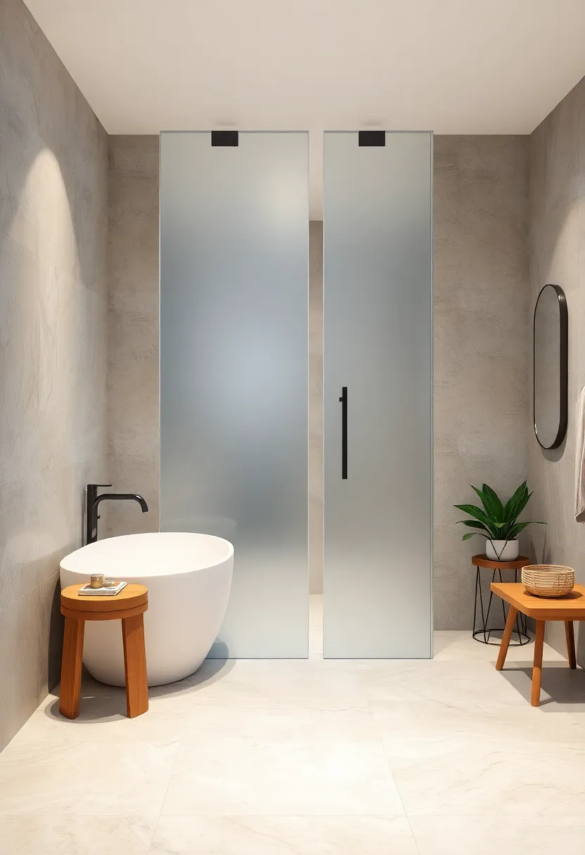 Frosted Glass Panels⁢ Offering privacy While Enhancing Light Diffusion In Contemporary Bathroom Spaces