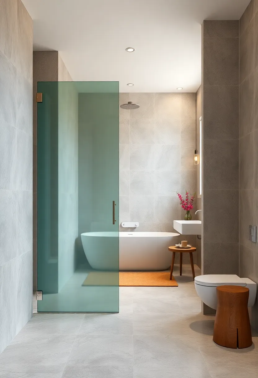 Matte‍ Finish Glass Doors ‍Providing A Subtle Yet sophisticated Contrast Against Polished Tiles