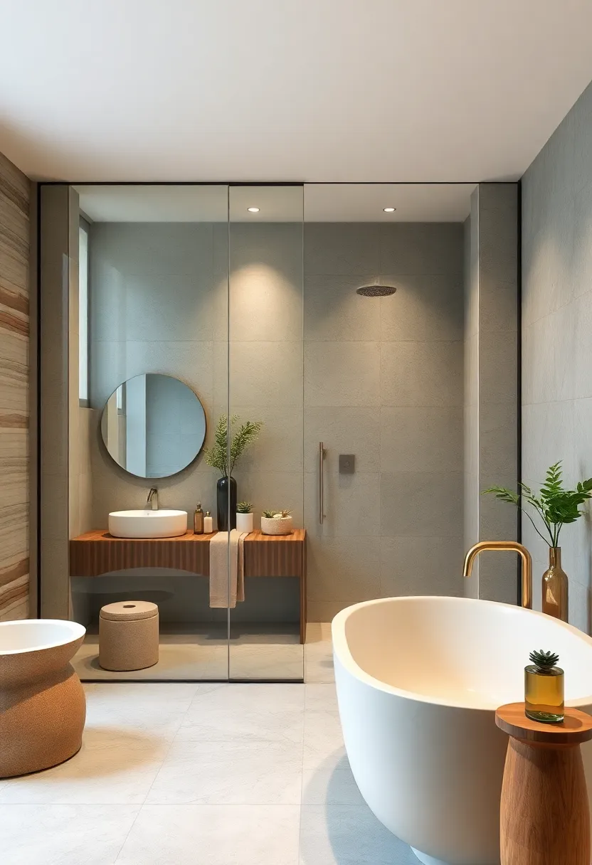 Seamless Sliding ⁤Glass Doors blending Functionality And Style For streamlined Bathroom Design