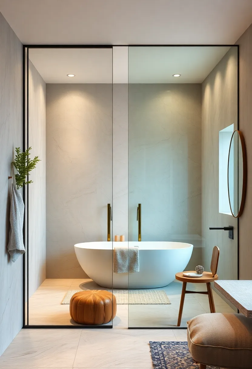 Soft Curves And ‌Clean Lines Merging In Stylish Glass Doors To Define ‍Relaxed ⁣Yet Polished bathroom Ambiance