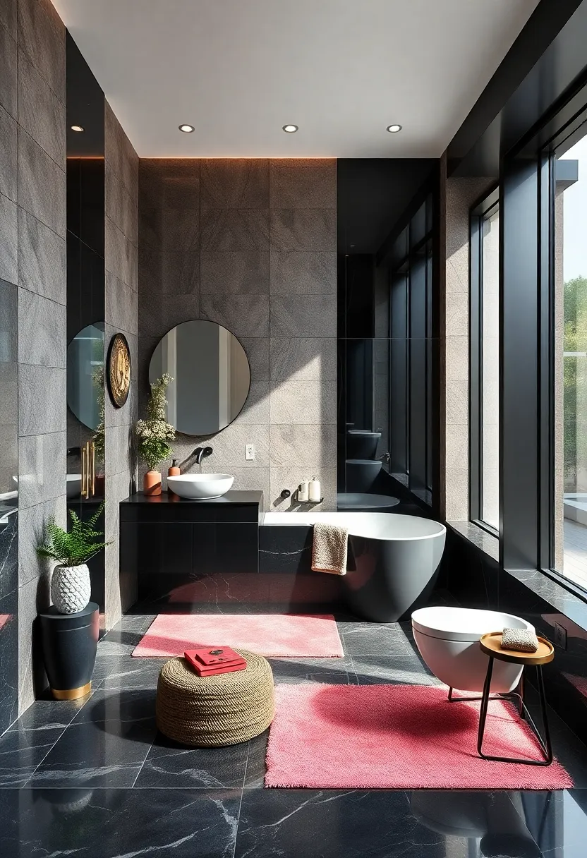 Jet ‌Black ⁢High-Gloss Panels Reflecting light Elegantly