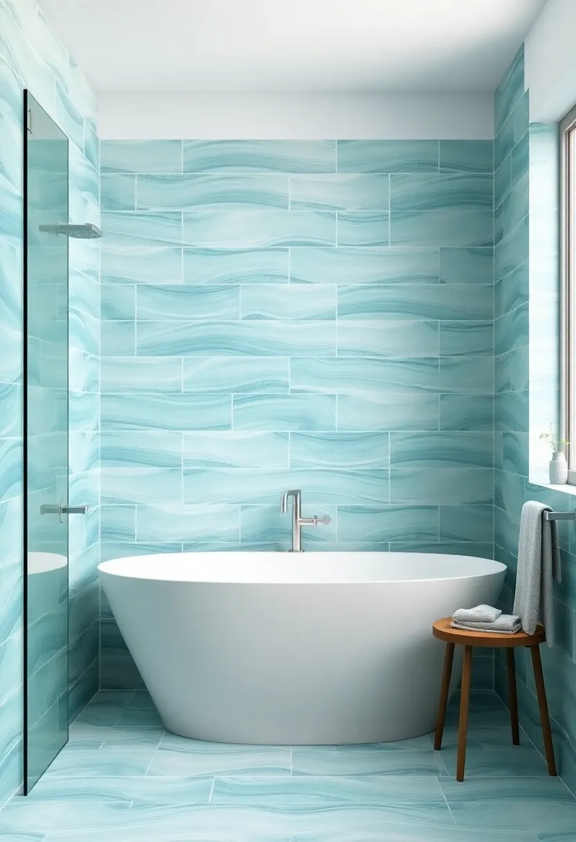 Ocean-Inspired Tiles: Bring the beach home with soothing blue and green tiles that mimic ocean waves