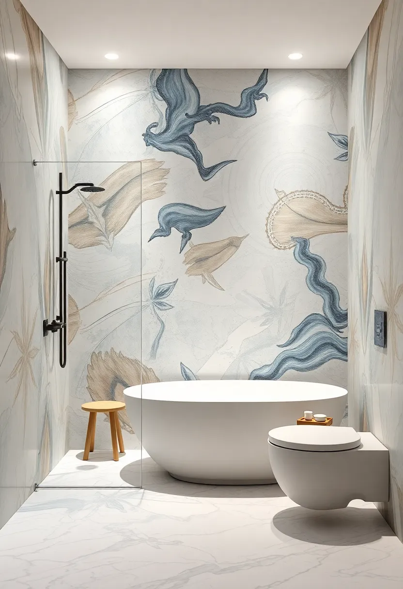 Artistic Wallpaper: Water-resistant wallpaper can serve as a unique backdrop, bringing a splash of creativity to your bathroom
