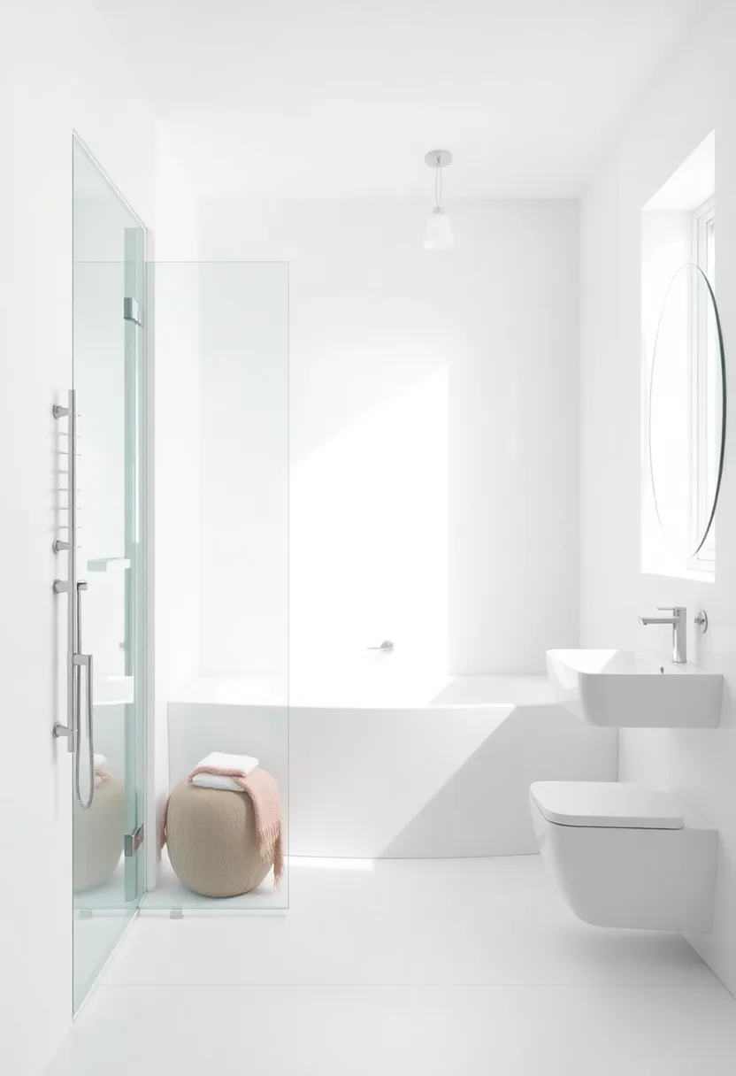 Minimalist White Walls: Clean,white walls maintain a serene atmosphere while allowing other elements to shine