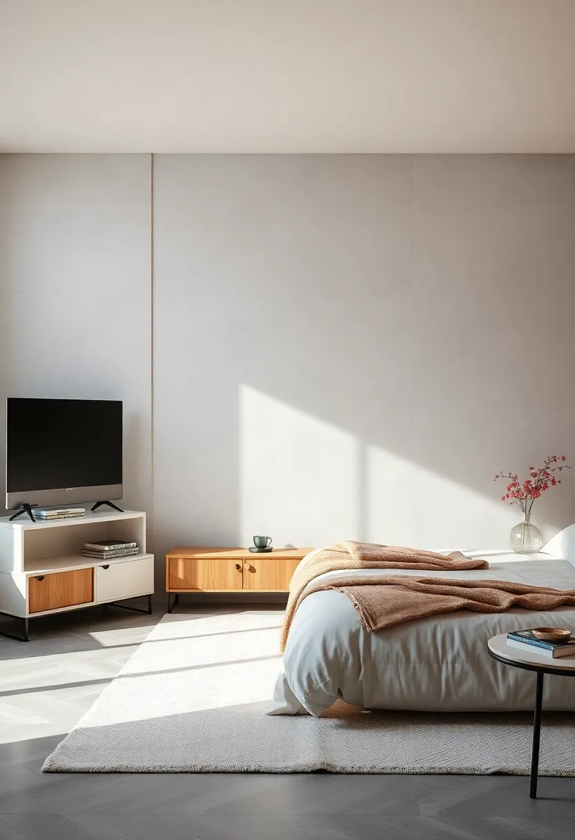 Choose ⁢a⁣ minimalist stand that complements your bedroom’s ‍style