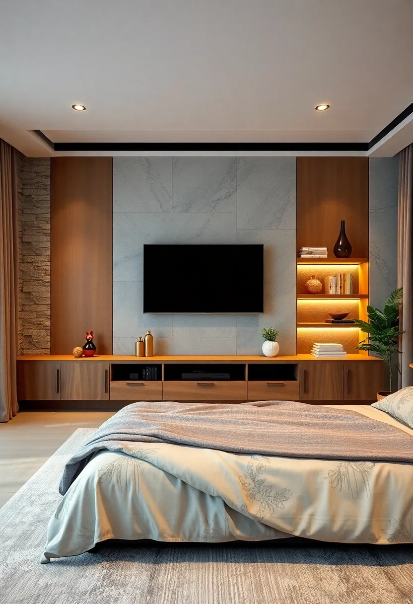 Create a dedicated TV wall with‍ built-in shelves⁣ for seamless storage