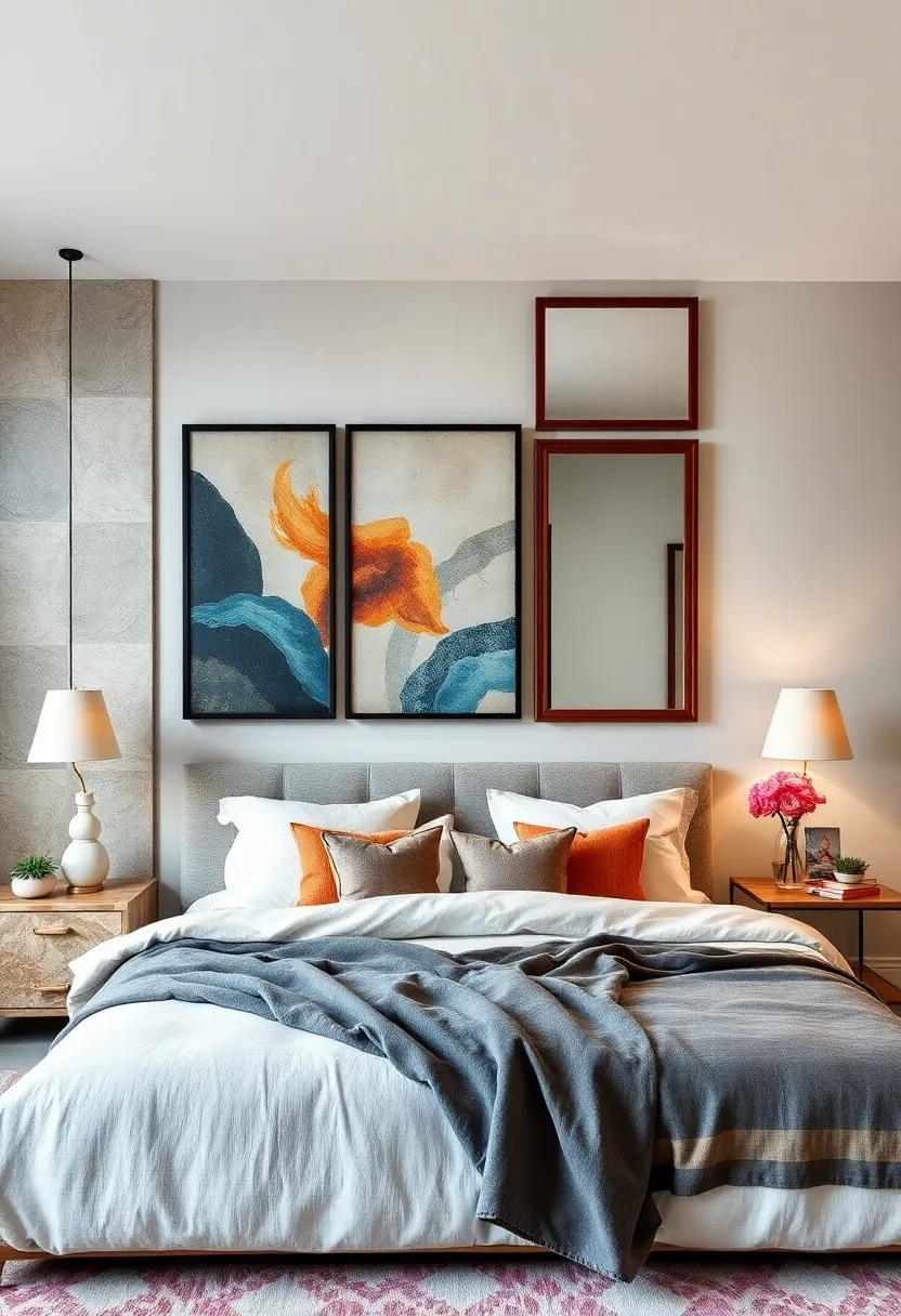 Layered Mirrors with Artistic Frames for Light and Space