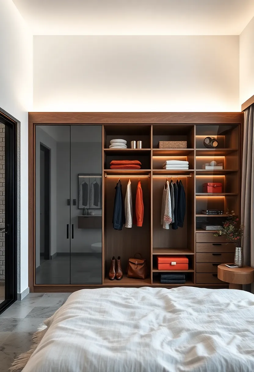 Loft-Style⁣ wardrobe​ with Open​ Shelves and hanging​ Space for ⁣An Urban Bedroom ​Vibe