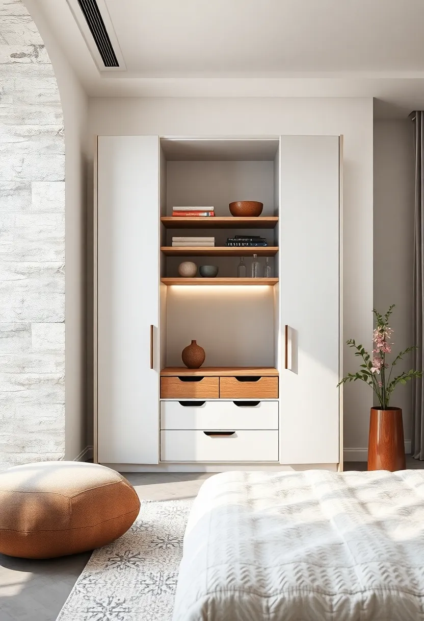Minimalist ‍White ⁢Wardrobe ⁤with integrated Shelves and Drawers for organized⁣ Storage
