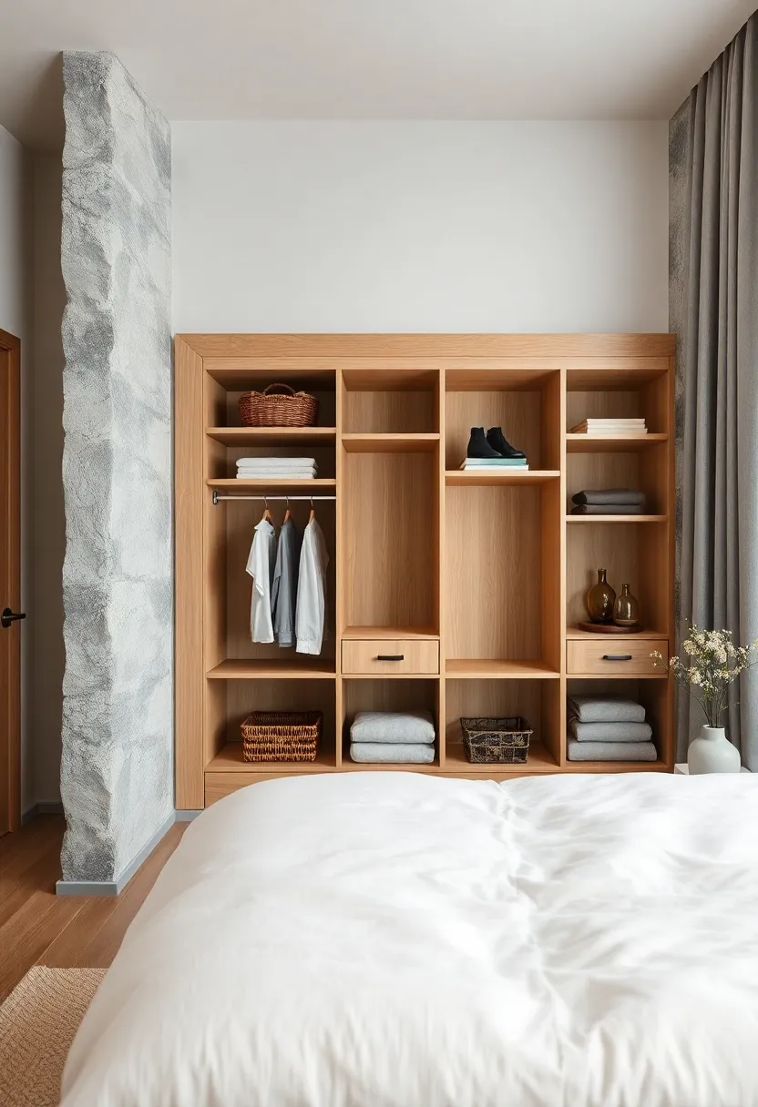 Scandinavian Style wardrobe‍ with ‍Light Wood Shelves and Clean Lines for a ⁤Calm ⁤atmosphere