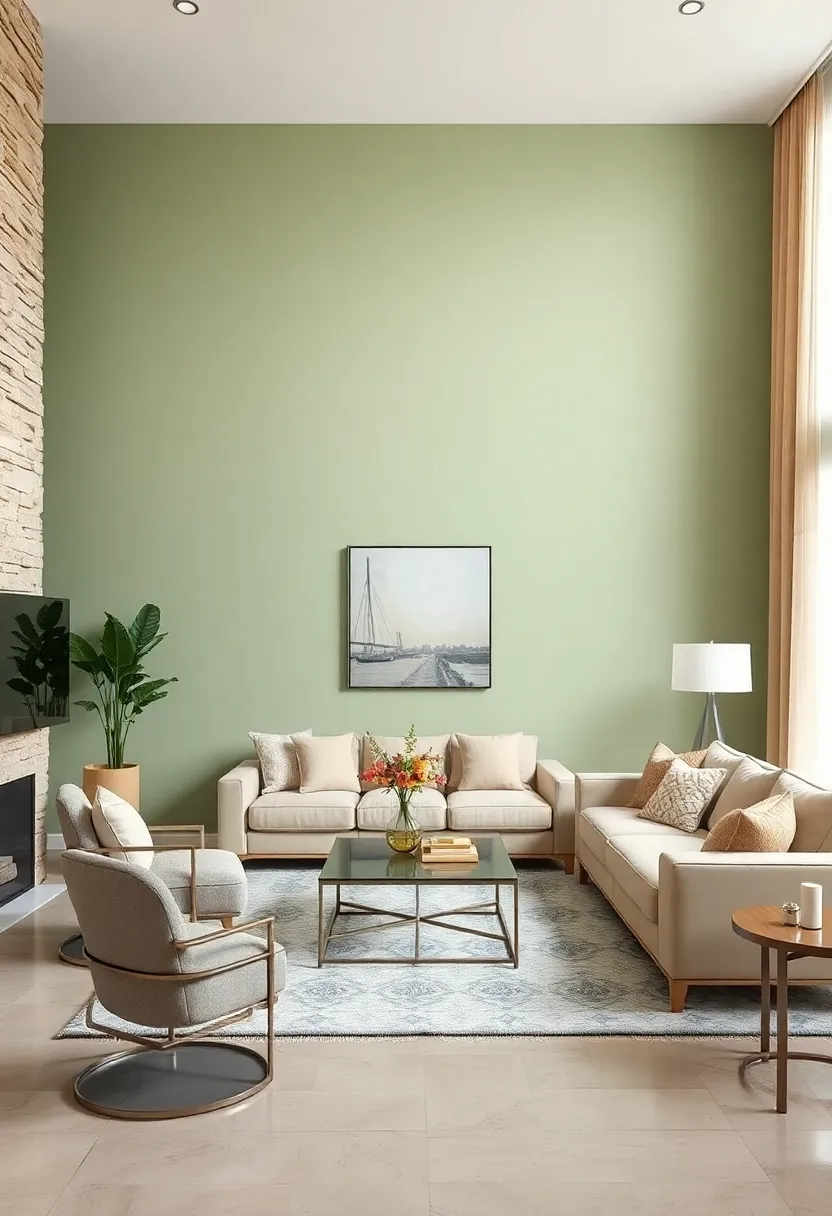 Sage ⁤Green and creamy Beige: Earthy sage⁣ green walls​ balanced⁣ with creamy beige furnishings promote tranquility and​ comfort