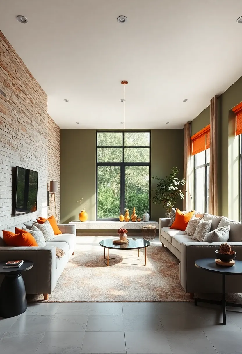 Olive Green and ​Burnt Orange: Nature-inspired olive tones mixed‌ with ​burnt orange highlights ​energize⁢ the space without ⁤overwhelming it