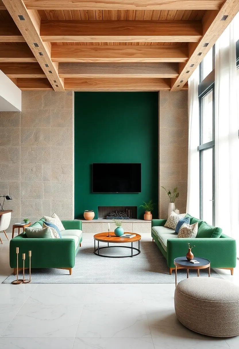 Forest Green and Cream: Deep forest green walls with creamy white accents channel nature-inspired sophistication