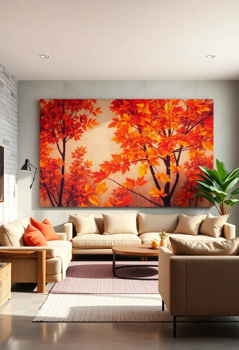 Autumn Leaves ‌in Transition:‍ A palette of warm reds, oranges, and yellows evokes the cozy ⁣feeling of fall’s ⁤changing seasons
