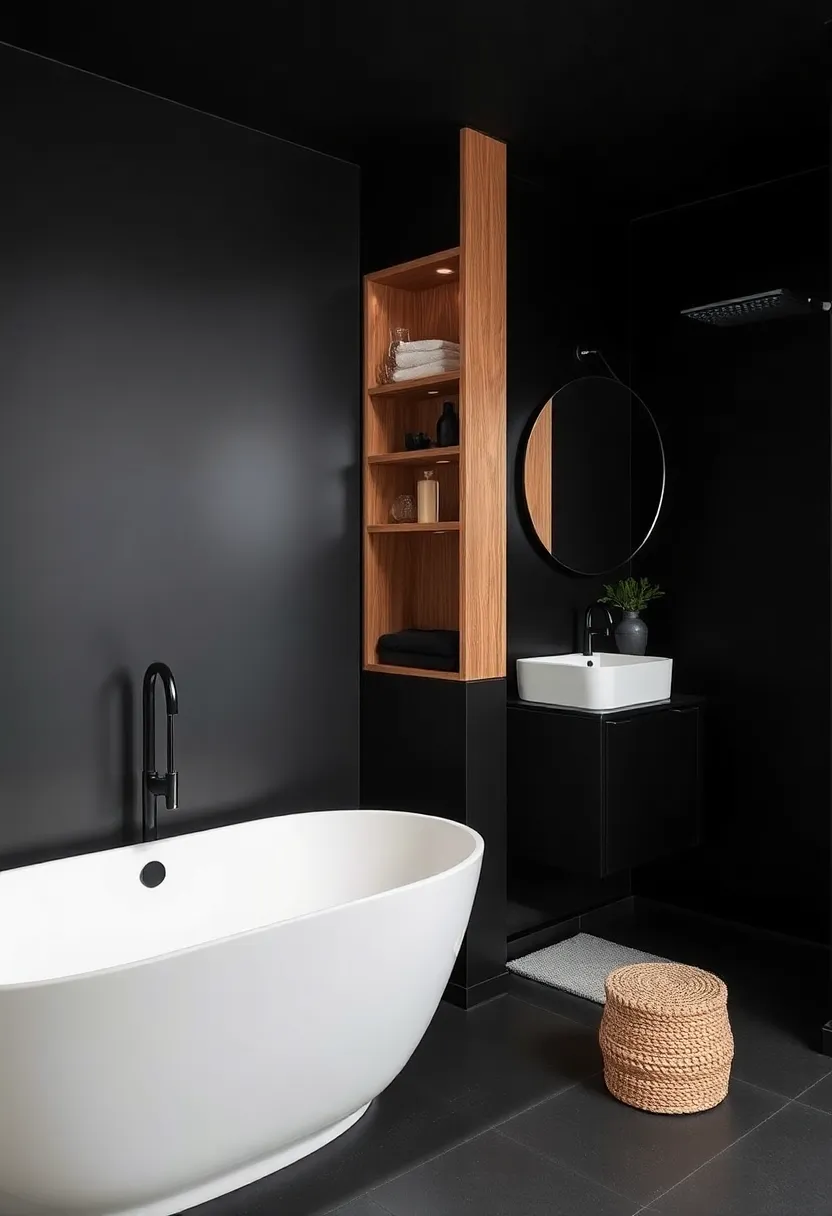 integrate wood Accents: Use wooden shelves or cabinetry to create a cozy,rustic contrast to the sleek black elements