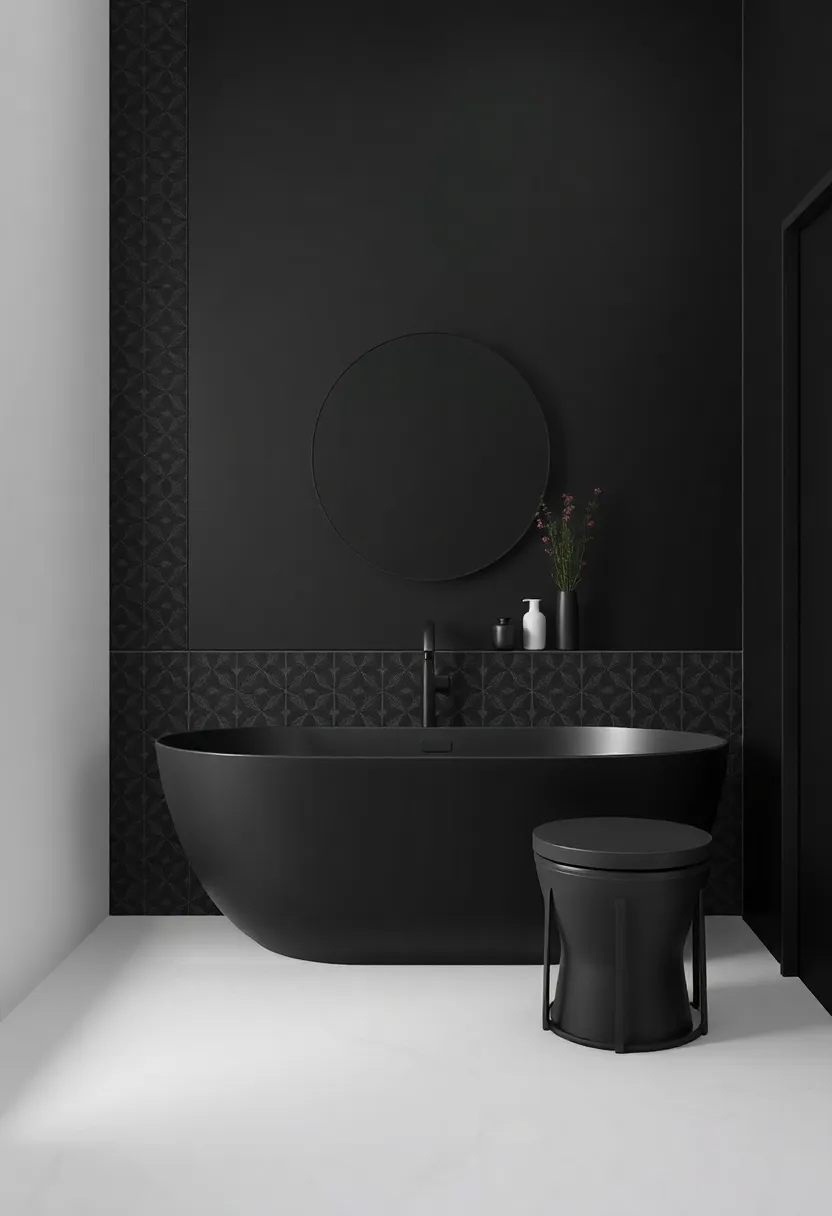 Use Bold Patterns: Experiment with patterned tiles or wallpaper that feature black accents for a dynamic look