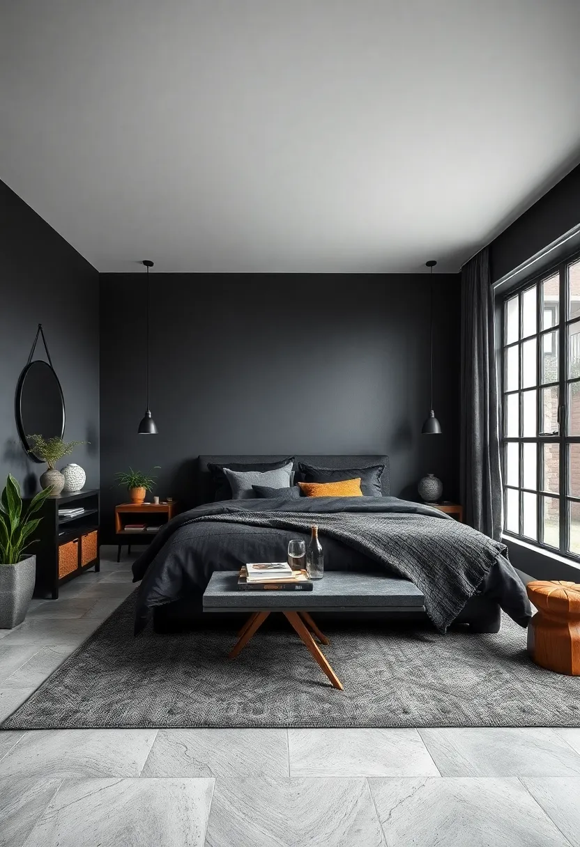 Textured Grey Rugs⁤ Grounding the Dark industrial Scheme⁣ with⁤ Subtle ‍Tactile Contrast