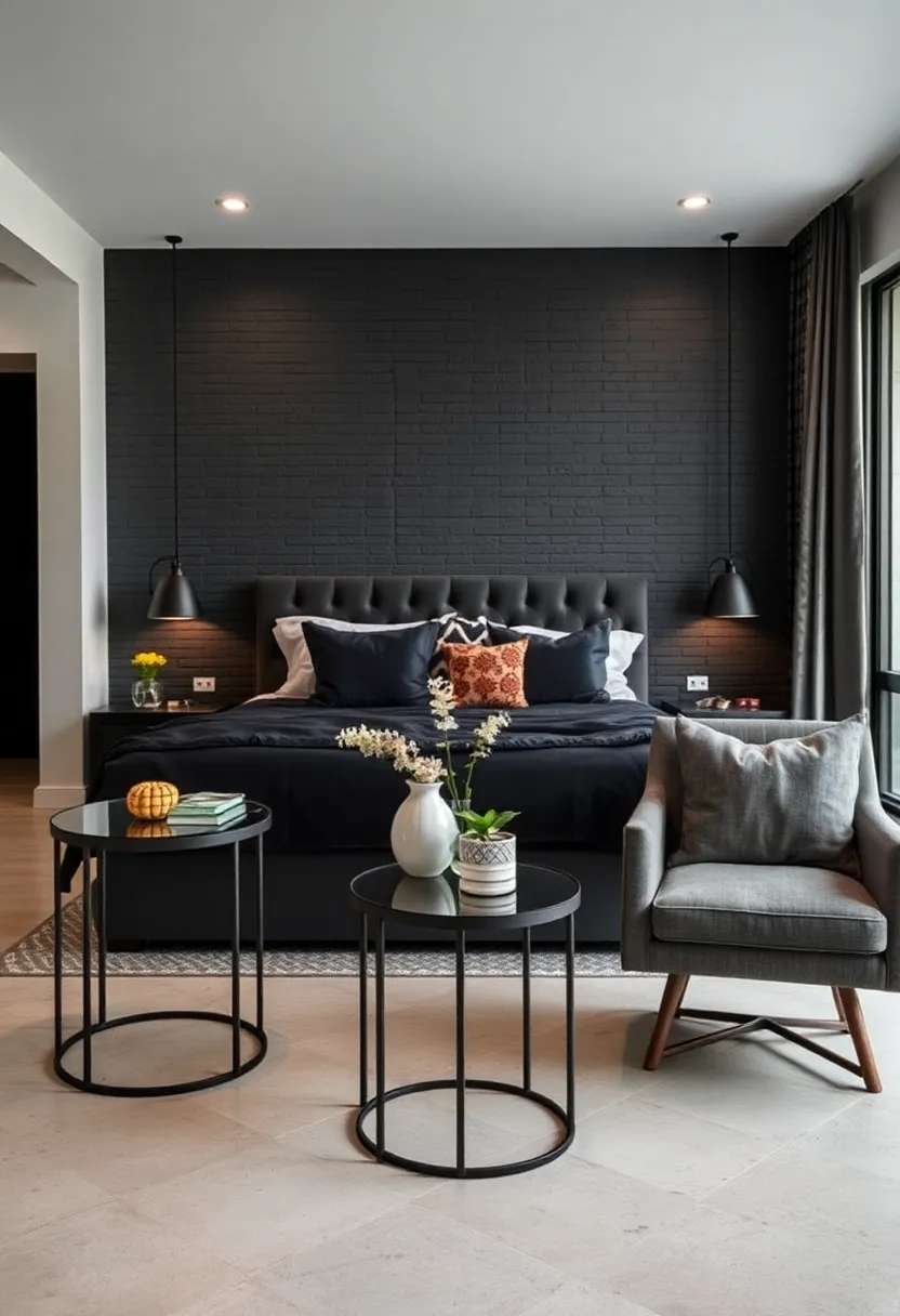 Iron and Glass Side Tables Featuring‌ Industrial ​Charm Paired with Soft Grey ​Upholstered ‌Chairs